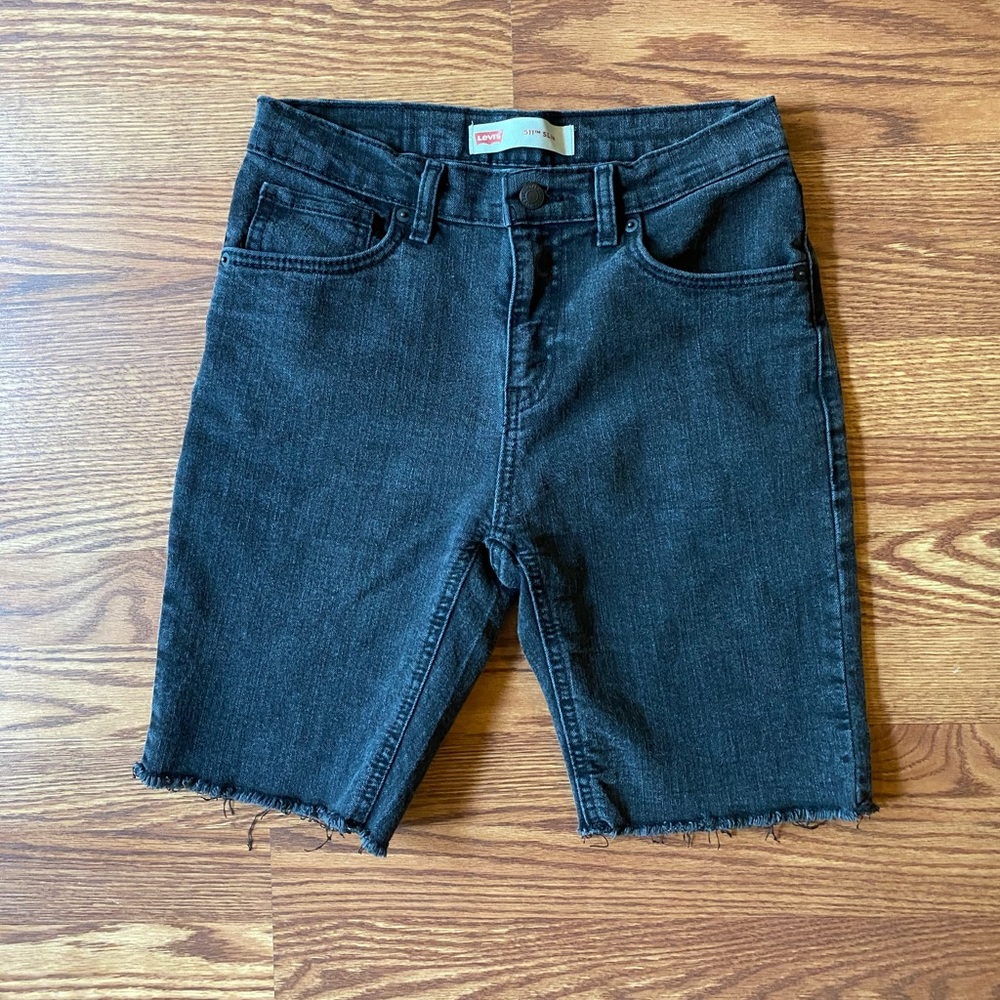 Boys Black Levi’s 511 Slim Denim Fit Jean Shorts Size 16 Regular